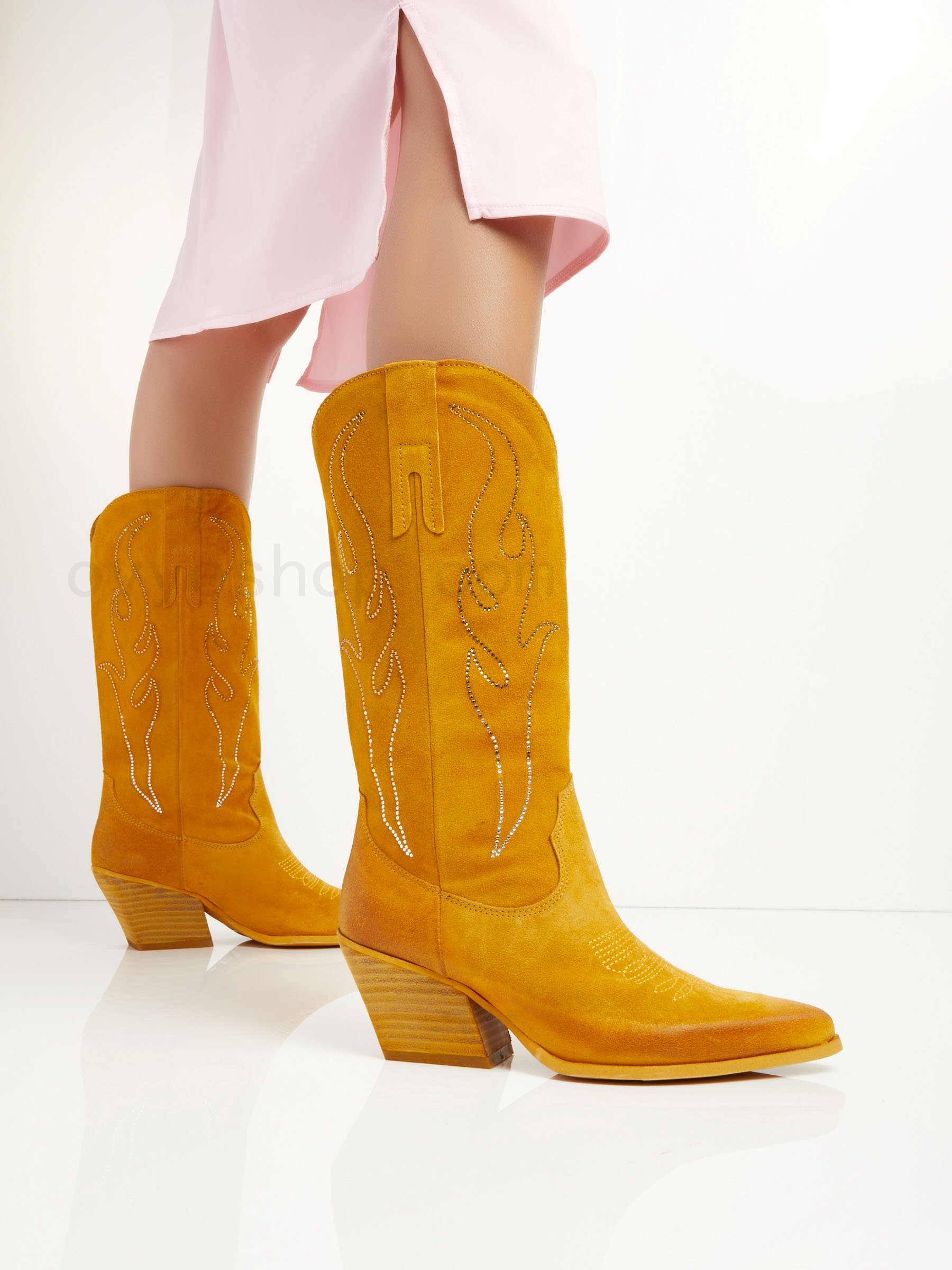 (image for) Prezzo Suede Cowboy Boots With Rhinestones F0817885-0529 scarpe ovyè outlet